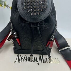 Christian Louboutin Explorfunk key ring studded bag !Black and Red Backpack